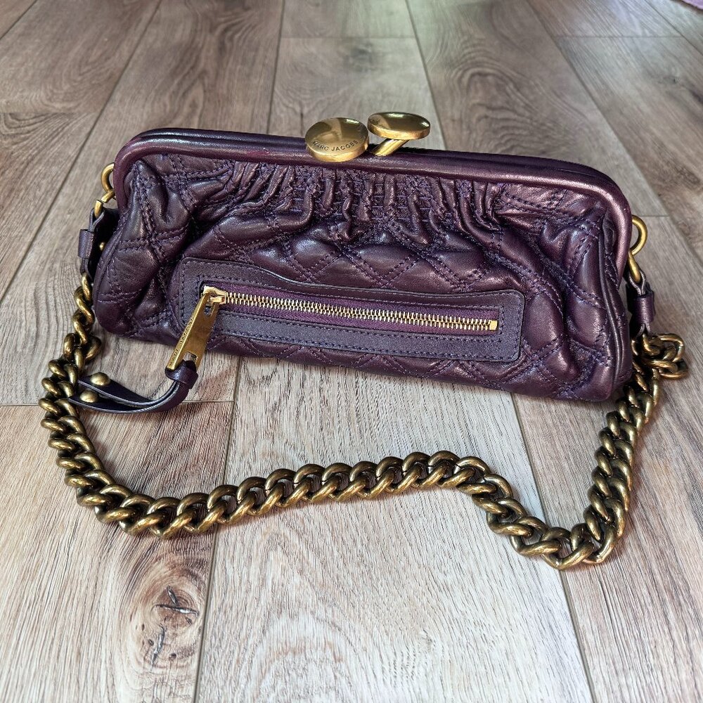 Vintage Marc Jacobs Purple Quilted Stam Clutch Handbag